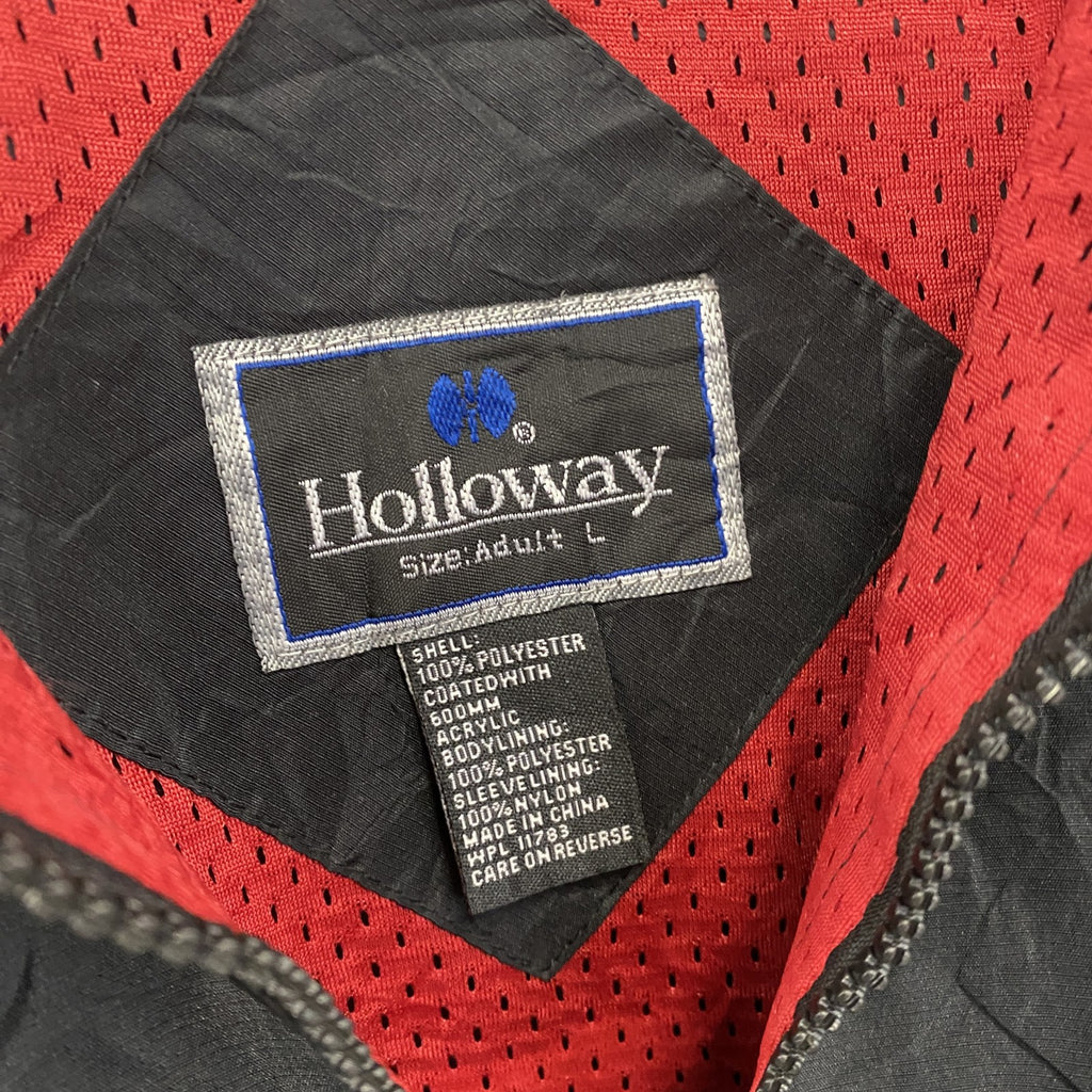 90s　Holloway　ホロウェイ　フルジップジャケット　ヴィンテージ　黒　ブラック　Lサイズ ウインドブレーカー ナイロンアウター メンズ 古着