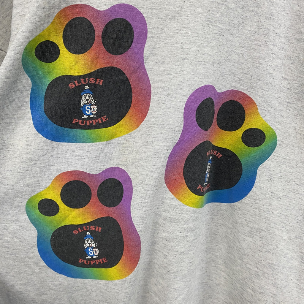90s　HUMEUR DESIGN　半袖プリントTシャツ　スラッシュパピー　シングルステッチ　クルーネック　霜降りグレー　XLサイズ　　ヴィンテージ　古着