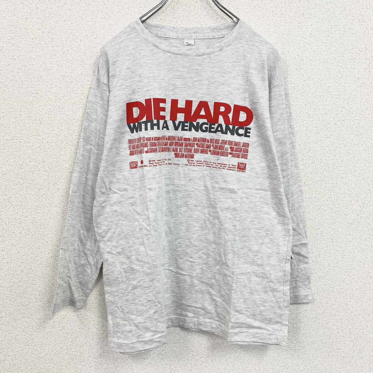 DIE HARD　ダイ・ハード３　長袖Tシャツ/ロンT　ムービーT　霜降りグレー　フリーサイズ