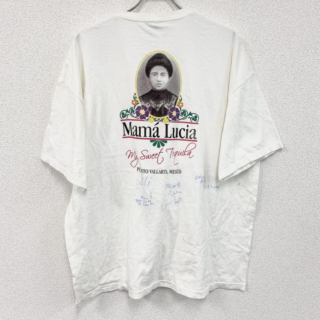 ～00s　M&O　MAMA LUCIA　半袖プリントフォトTシャツ　両面プリント　ヴィンテージ　白　ホワイト　2XLサイズ　古着