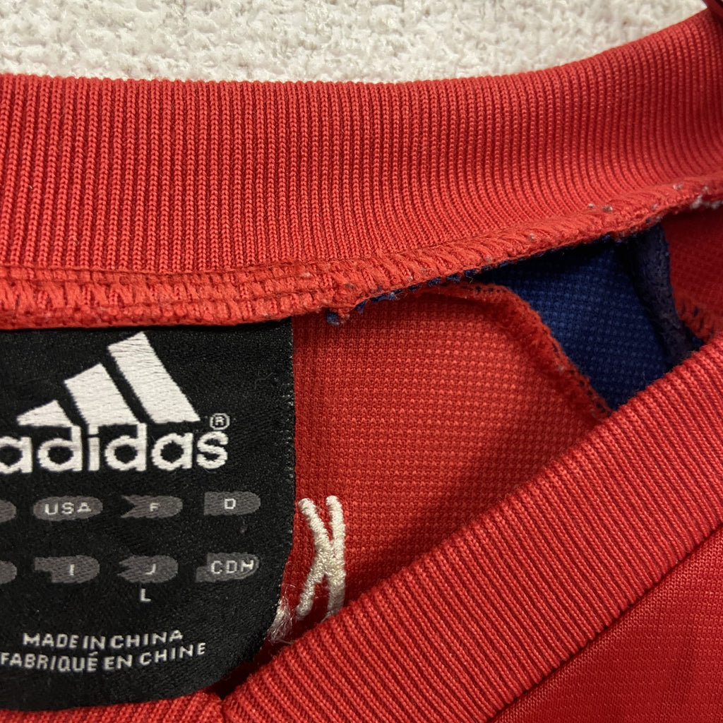 adidas　アディダス　長袖プリントTシャツ/ロンT　赤　レッド　Lサイズ　古着