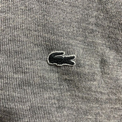 古着 used　LACOSTE ラコステ　長袖Vネックカーディガン　セーター　ワンポイントロゴ刺繍　グレー　Sサイズ