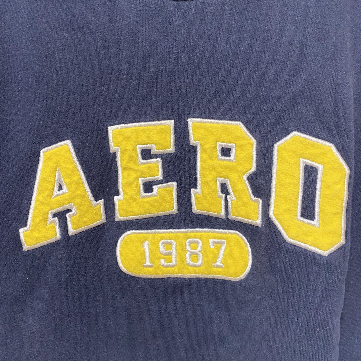 古着 used　80s　1987　AEROPOSTALE　エアロポステール　長袖ワッペン刺繍スウェット　ネイビー　オーバーサイズ