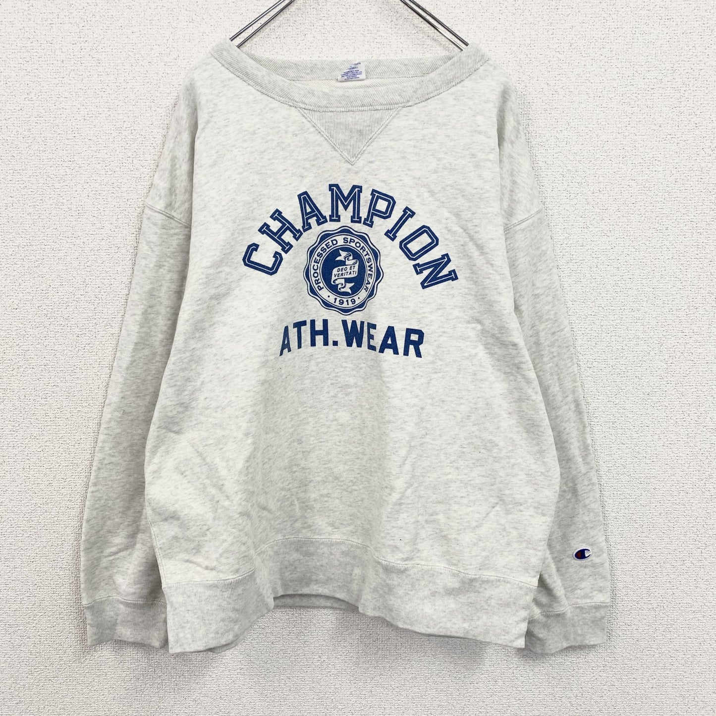 Champion　チャンピオン　スウェット/トレーナー　前V　アーチプリント　トリコタグ　復刻　霜降りグレー　Mサイズ