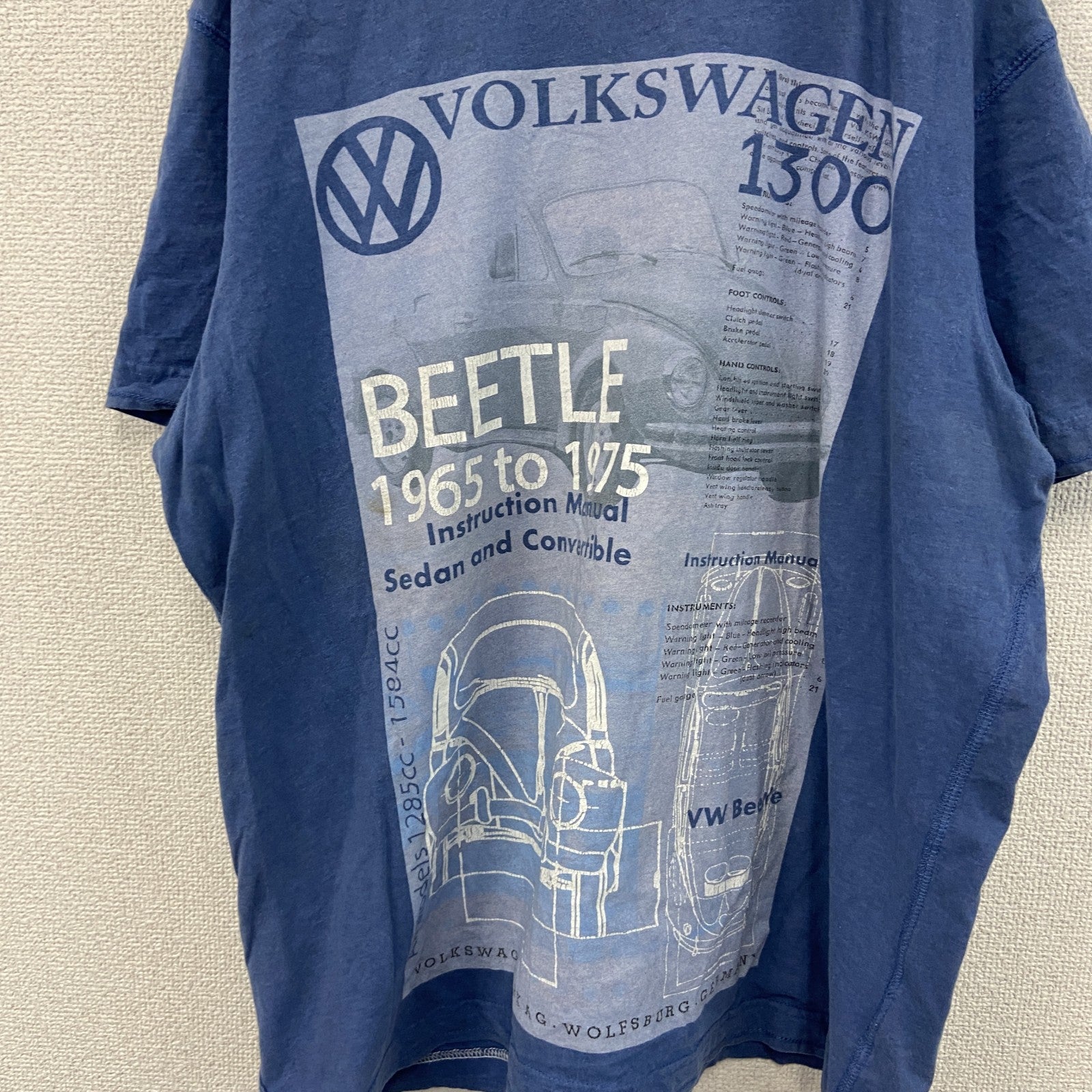 dassic Beetle　半袖プリントTシャツ　企業T　Volkswagen　フォルクスワーゲン　青　ブルー　Lサイズ　古着