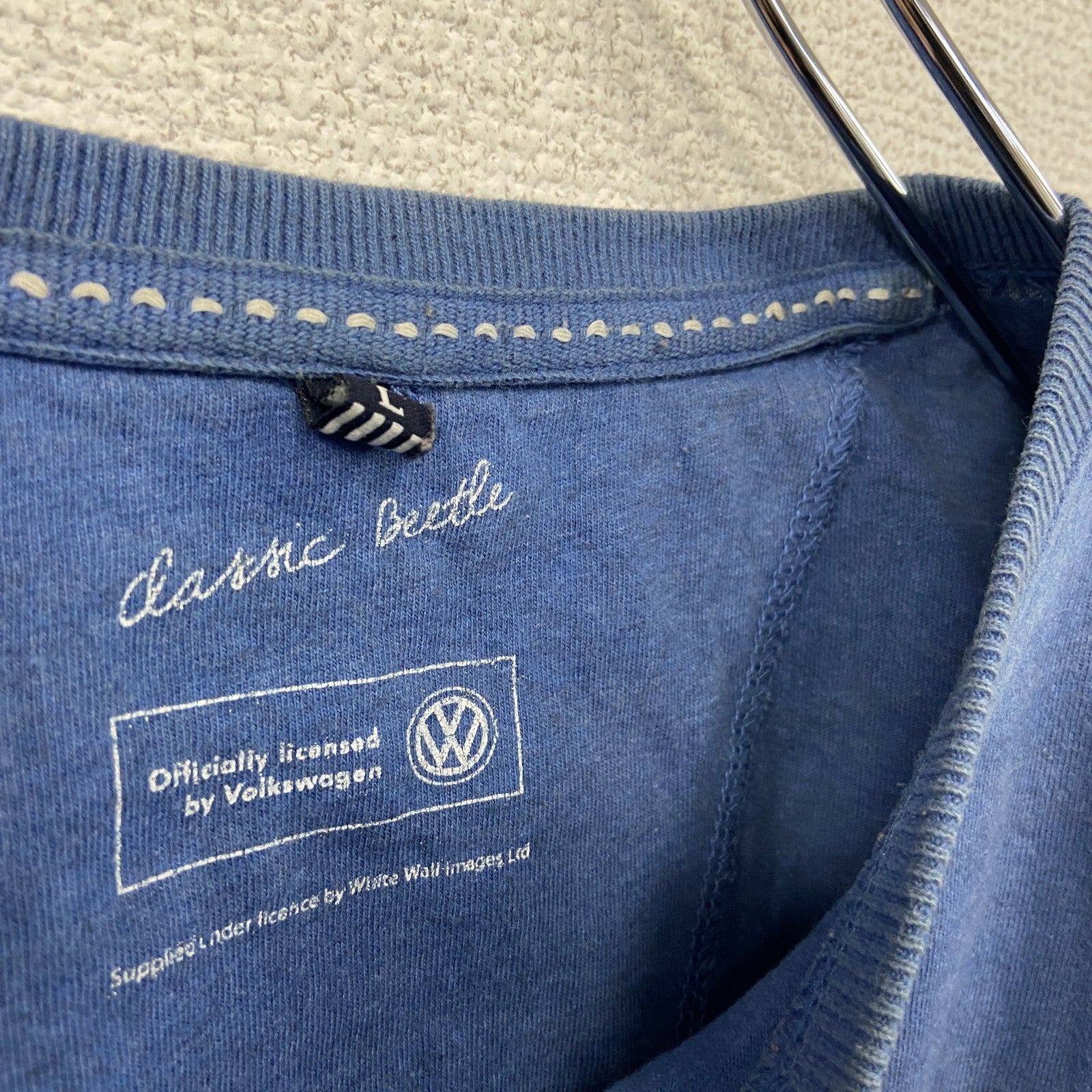 dassic Beetle　半袖プリントTシャツ　企業T　Volkswagen　フォルクスワーゲン　青　ブルー　Lサイズ　古着