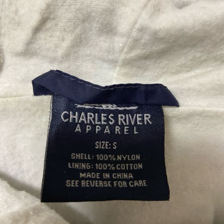CHARLES RIVER　長袖ハーフジップナイロンジャケット　ポケット　ワンポイント刺繍　ネイビー　紺　Sサイズ　古着