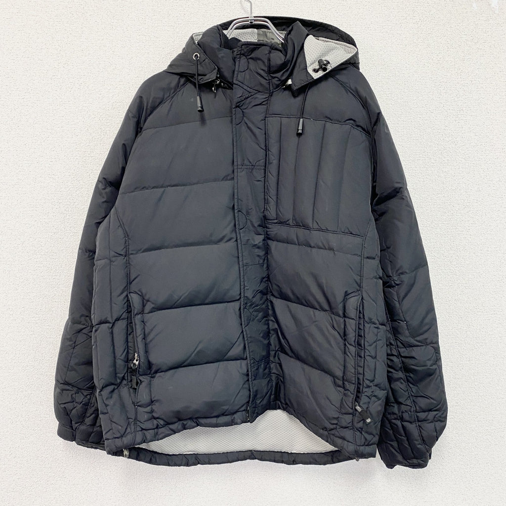 GAP　ギャップ　フルジップダウンジャケット　比翼仕立て　フード付き　黒　ブラック　Lサイズ ダウンアウター メンズ 古着