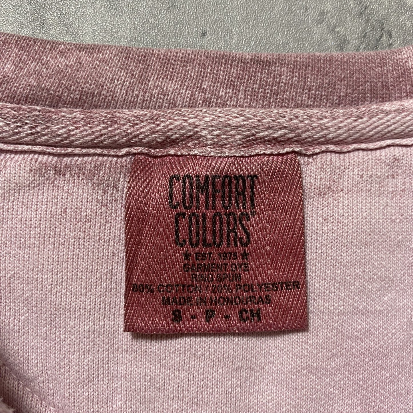 古着 used　COMFORT COLORS　コンフォートカラーズ　長袖プリントカレッジスウェット　タイダイ柄　ピンク　Mサイズ