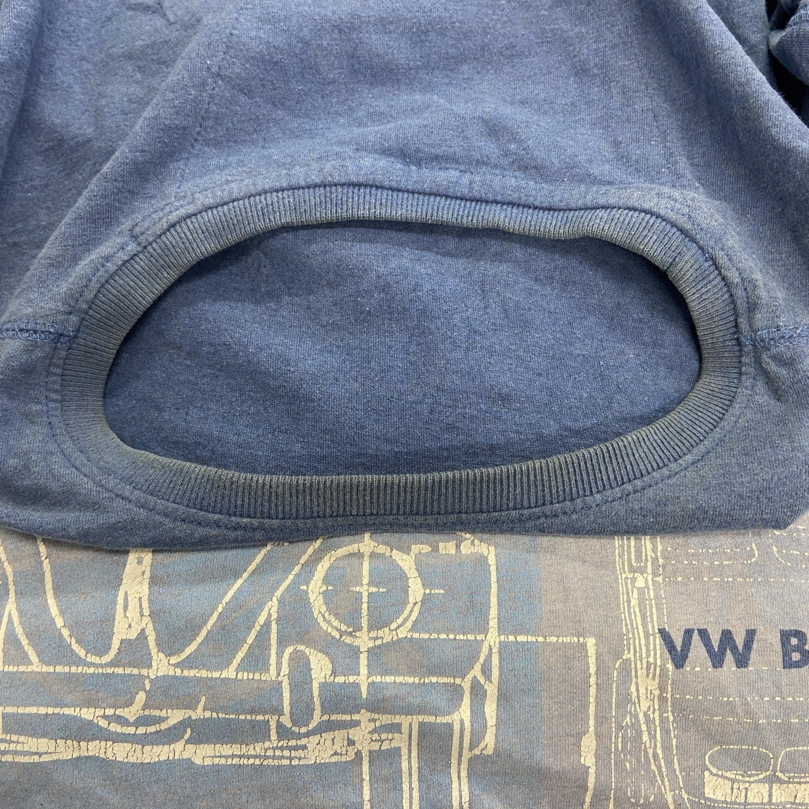dassic Beetle　半袖プリントTシャツ　企業T　Volkswagen　フォルクスワーゲン　青　ブルー　Lサイズ　古着