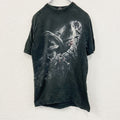 Spiral　半袖プリントTシャツ　鳥　十字架　黒　ブラック　Mサイズ　古着