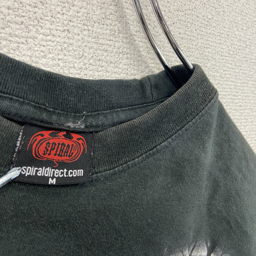 Spiral　半袖プリントTシャツ　鳥　十字架　黒　ブラック　Mサイズ　古着