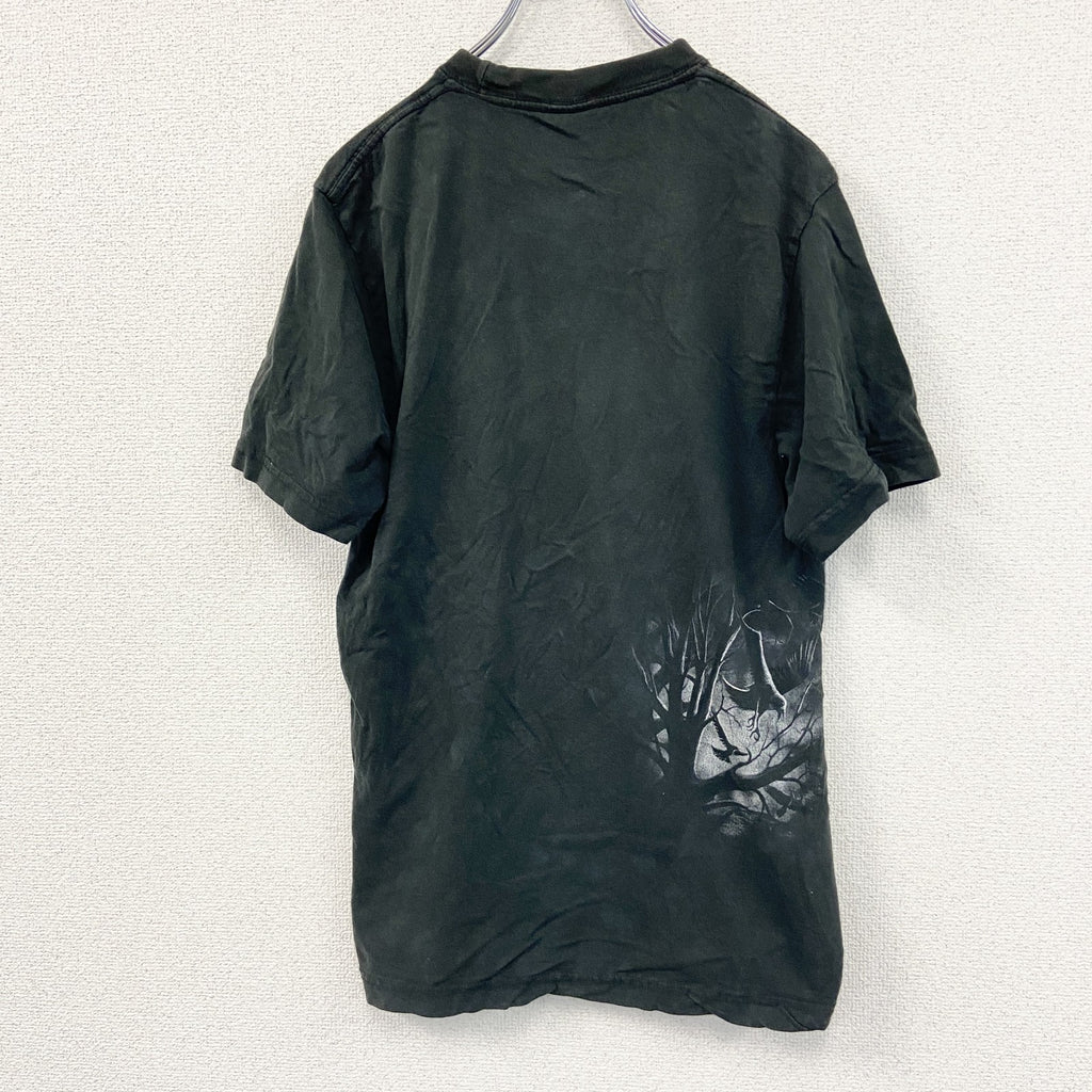 Spiral　半袖プリントTシャツ　鳥　十字架　黒　ブラック　Mサイズ　古着