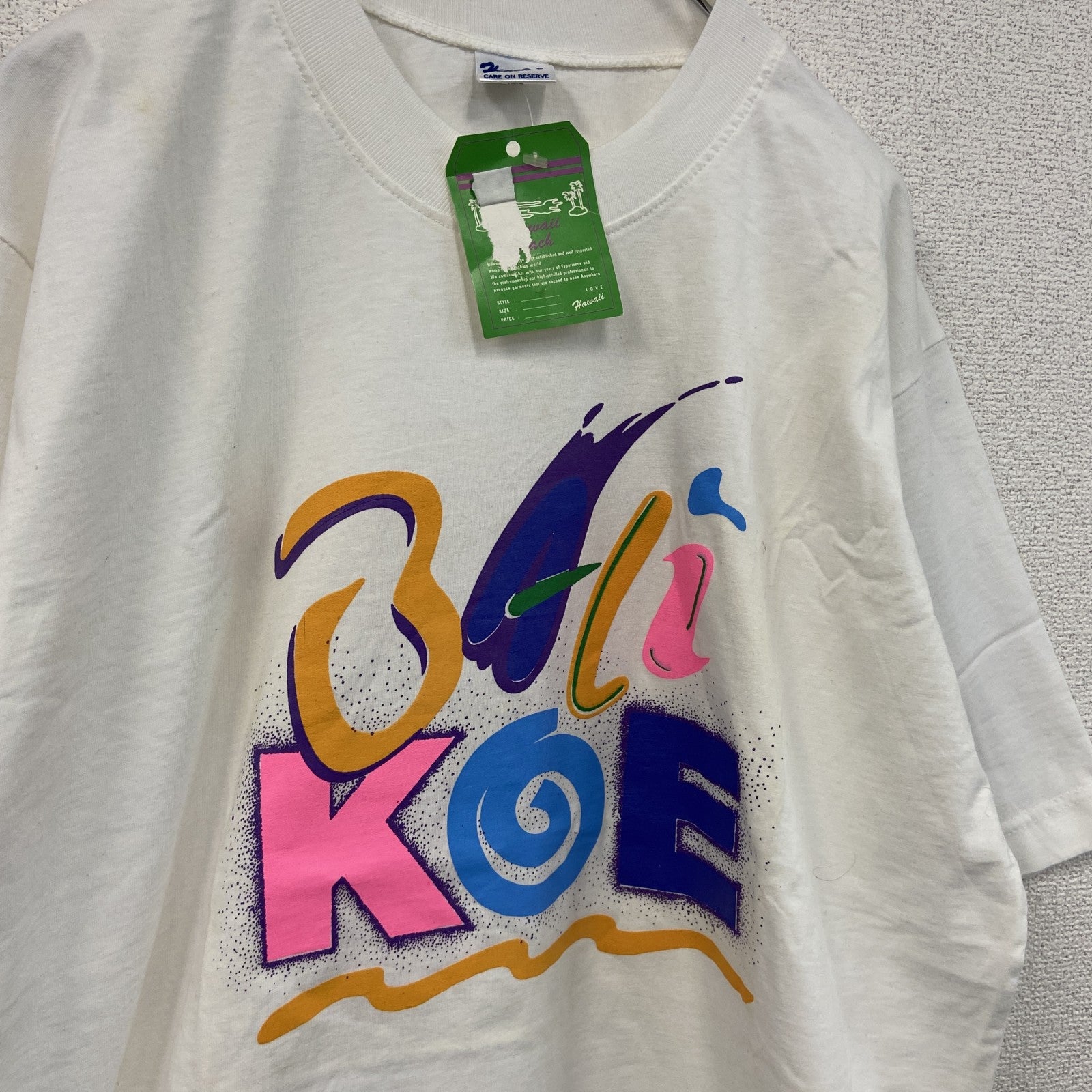 Hawaii　ハワイ　半袖プリントTシャツ　3連プリント　タグ付き　白　ホワイト　古着