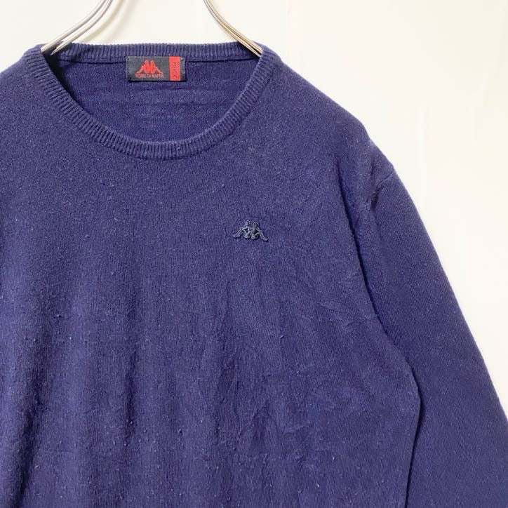 ROBE DI KAPPA　カッパ　ニットセーター　ワンポイント　刺繍ロゴ　スポーツミックス　紺　ネイビー　XLサイズ　古着