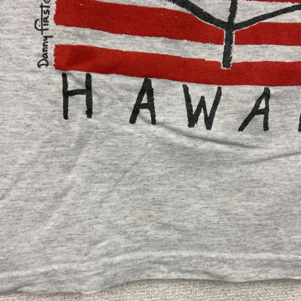 90s　Danny First　ダニーファースト　半袖プリントアーティストTシャツ　アメリカンボーイ　星条旗　霜降りグレー　Lサイズ　　ヴィンテージ　古着