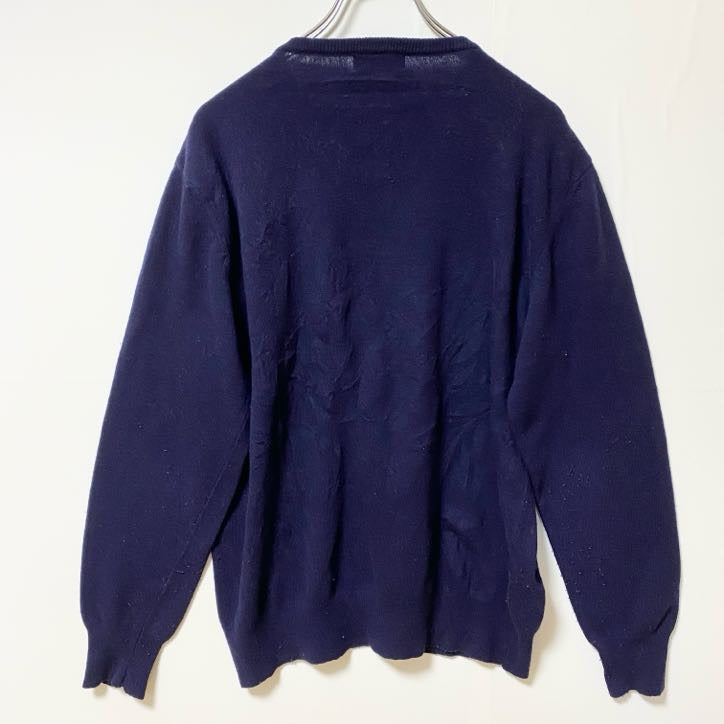 ROBE DI KAPPA　カッパ　ニットセーター　ワンポイント　刺繍ロゴ　スポーツミックス　紺　ネイビー　XLサイズ　古着