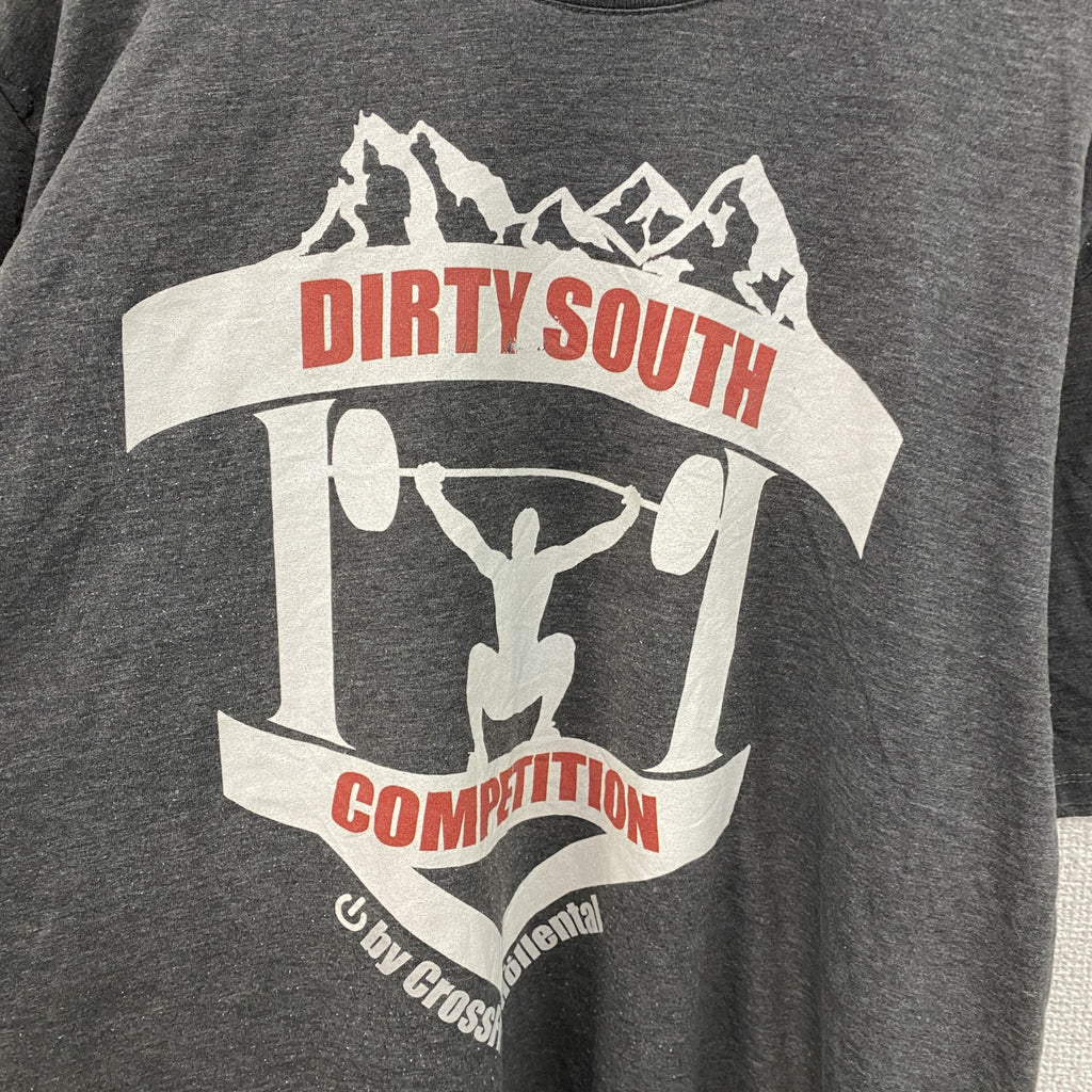 spread shirt　半袖プリントTシャツ　DIRTY SOUTH　GYM　ダークグレー　XLサイズ　古着