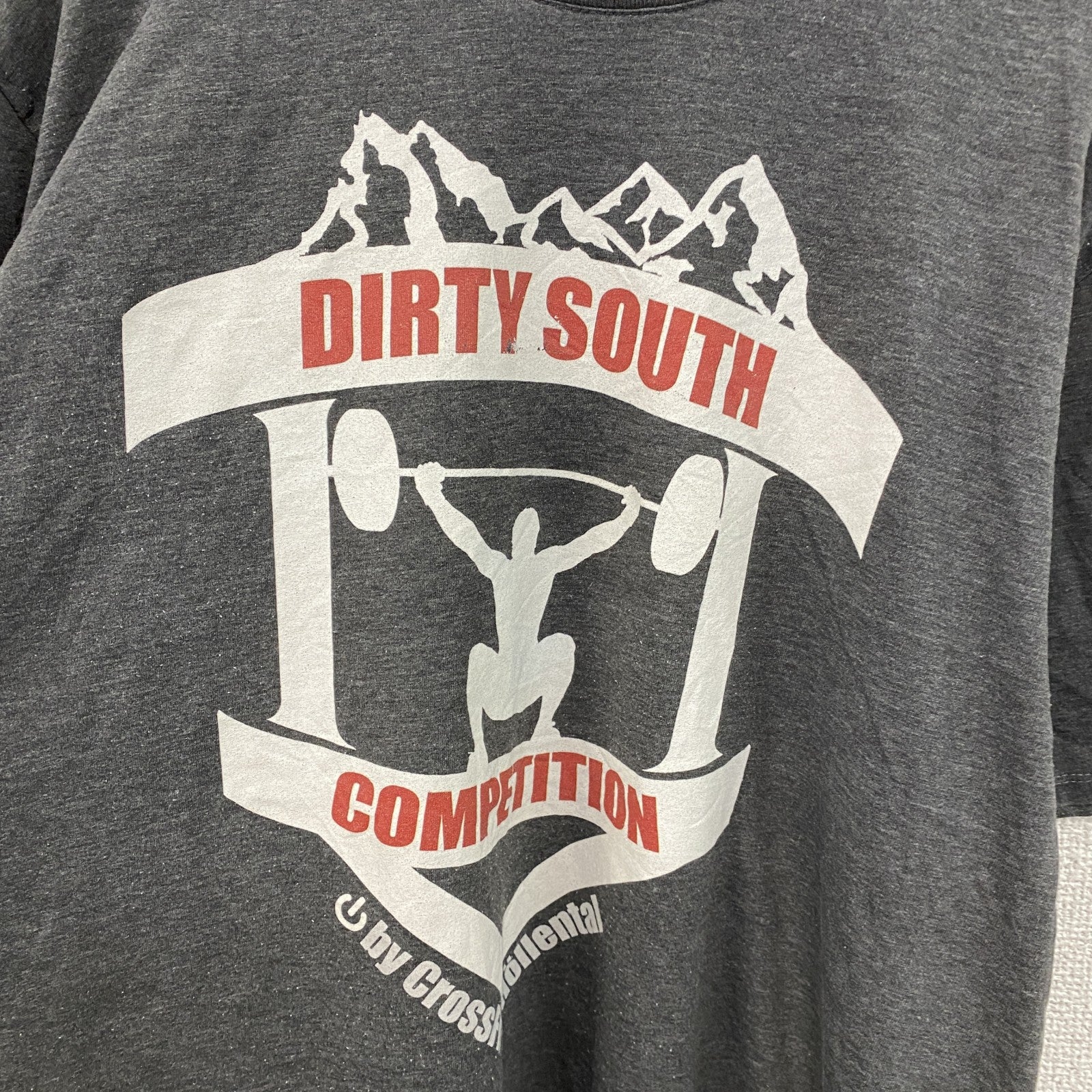 spread shirt　半袖プリントTシャツ　DIRTY SOUTH　GYM　ダークグレー　XLサイズ　古着