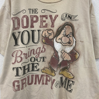Disney　ディズニー　snow white　白雪姫　グランピー　半袖プリントTシャツ　ブラウン　XLサイズ　