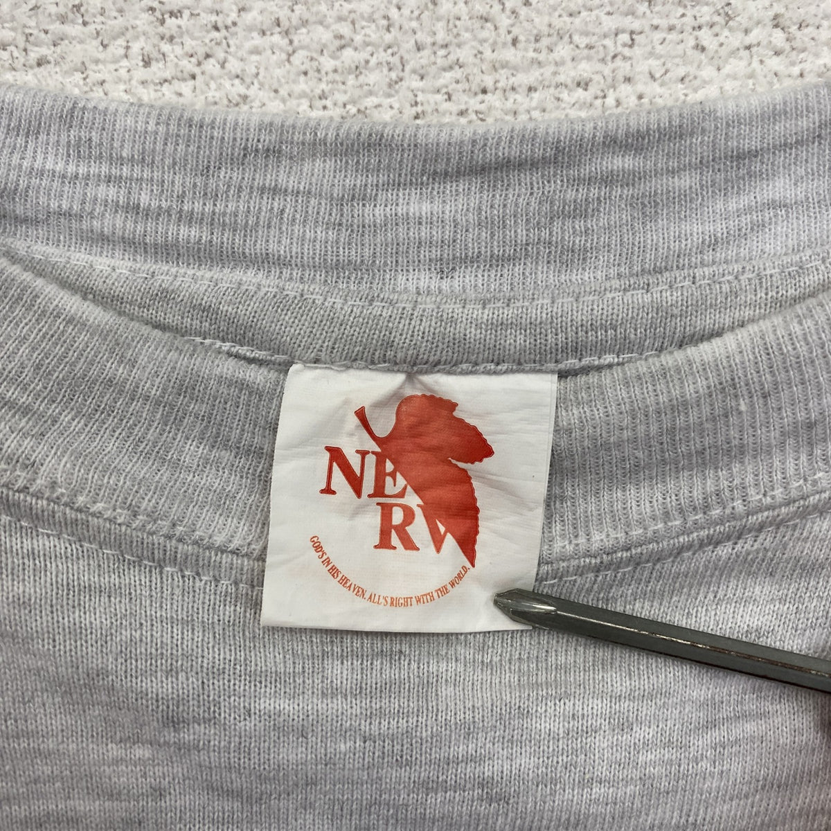 特務機関NERV　新世紀エヴァンゲリオン　半袖Tシャツ　アニメT　キャラクターT　霜降りグレー　フリーサイズ