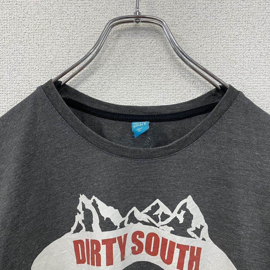 spread shirt　半袖プリントTシャツ　DIRTY SOUTH　GYM　ダークグレー　XLサイズ　古着