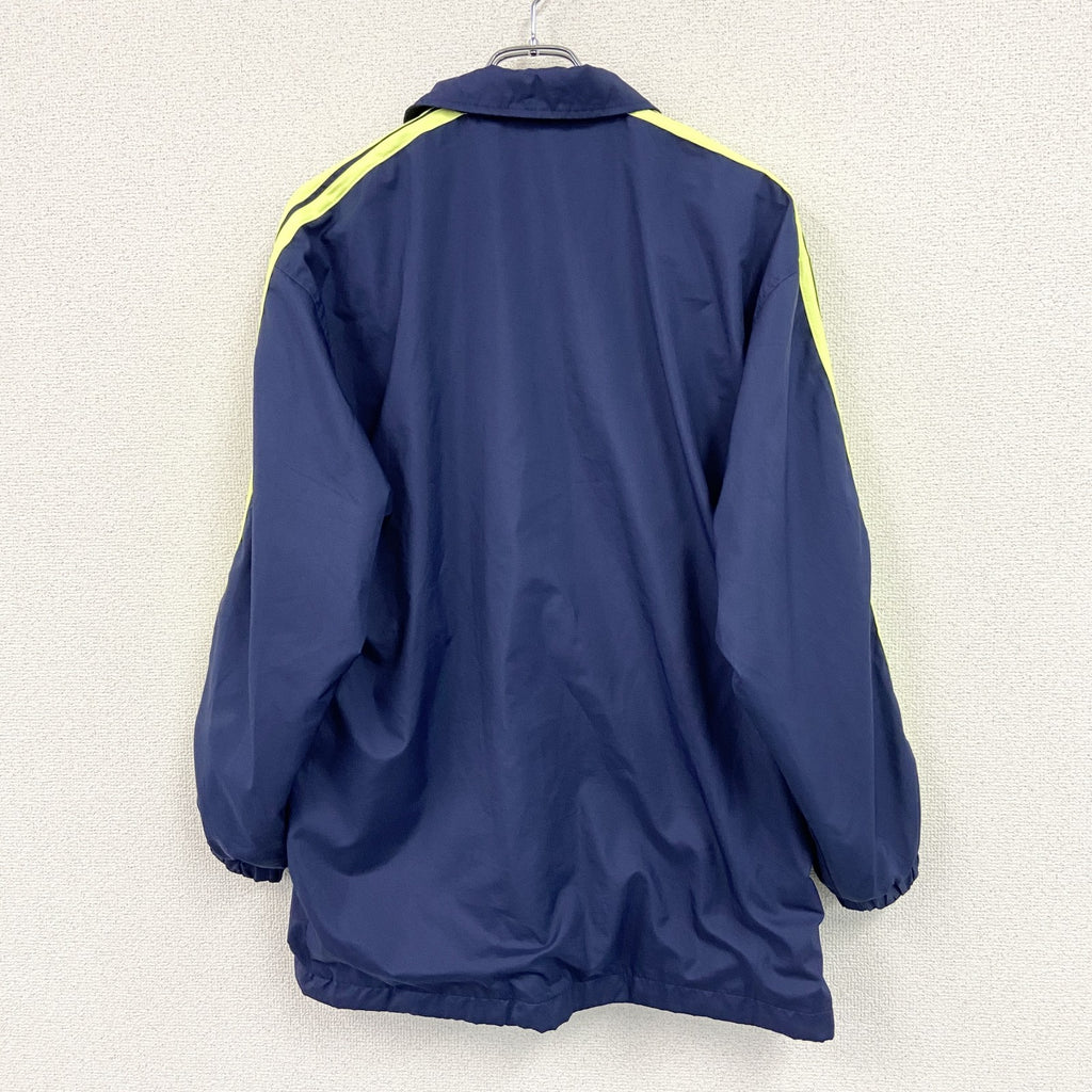 adidas　アディダス　長袖シャツジャケット　ボタンフライ　紺　ネイビー　S-Mサイズ メンズ ポリエステル 古着