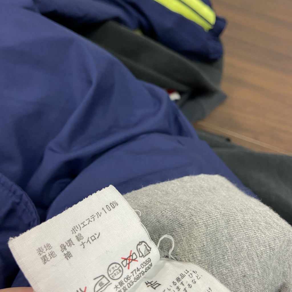 adidas　アディダス　長袖シャツジャケット　ボタンフライ　紺　ネイビー　S-Mサイズ メンズ ポリエステル 古着