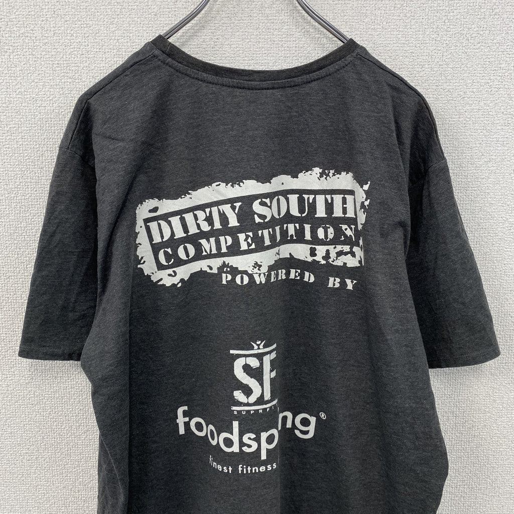 spread shirt　半袖プリントTシャツ　DIRTY SOUTH　GYM　ダークグレー　XLサイズ　古着