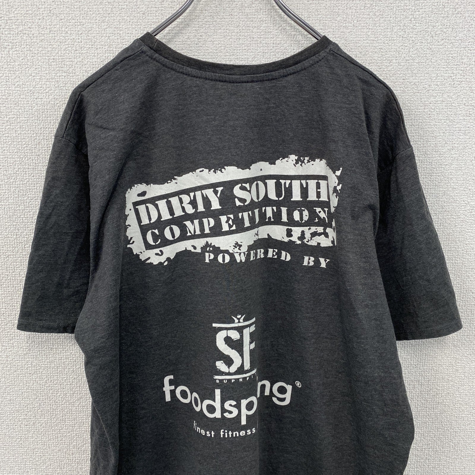spread shirt　半袖プリントTシャツ　DIRTY SOUTH　GYM　ダークグレー　XLサイズ　古着