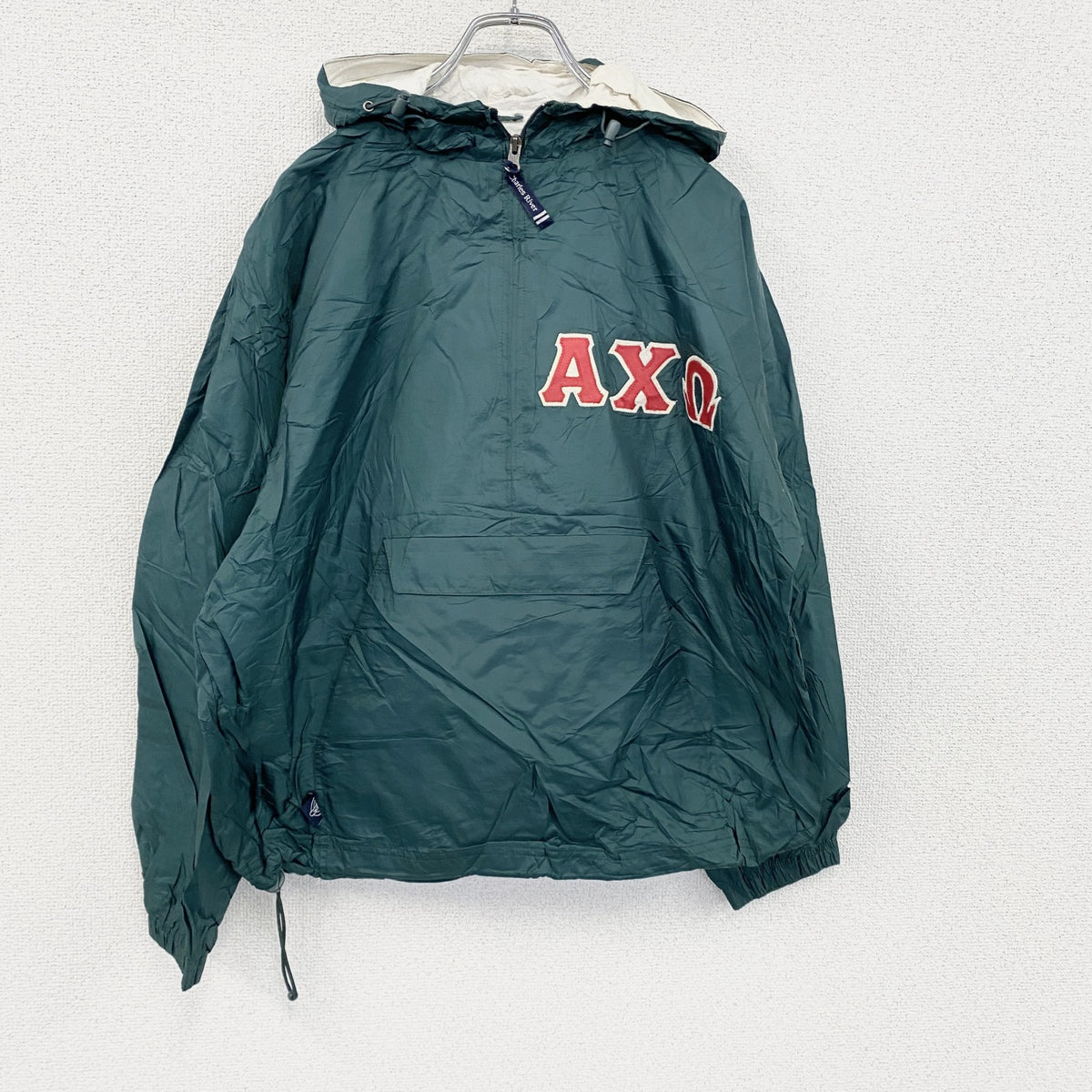 90s～　CHARLES RIVER　アノラックパーカー　ナイロンプルオーバージャケット　緑　グリーン　Sサイズ　　ヴィンテージ　古着