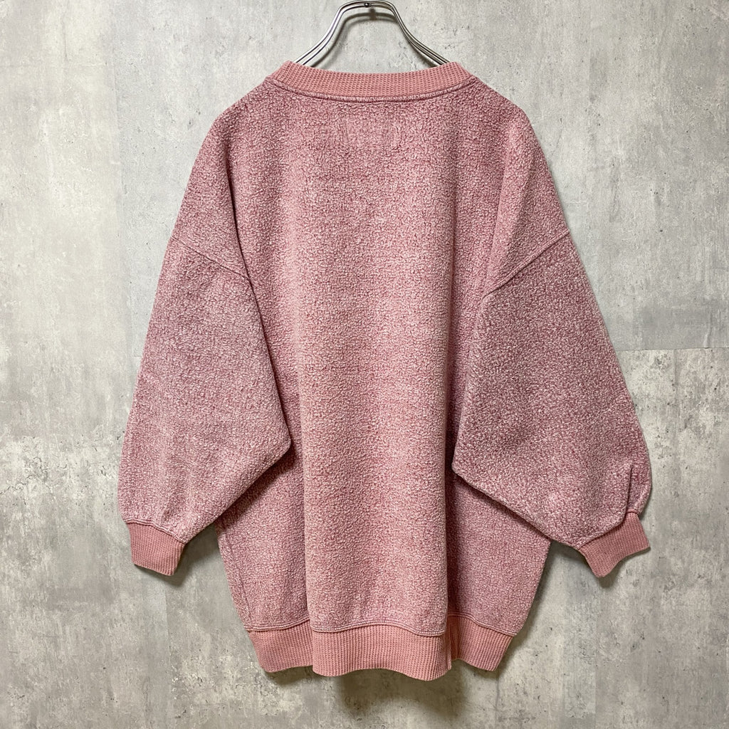 EXP JEANS BY EXPRESS　ジーンズバイエクスプレス　長袖ワッペン刺繍スウェット　ピンク　Lサイズ　古着