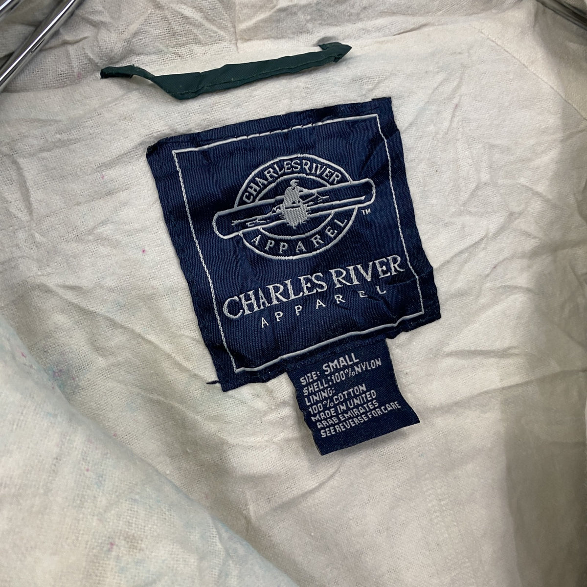 90s～　CHARLES RIVER　アノラックパーカー　ナイロンプルオーバージャケット　緑　グリーン　Sサイズ　　ヴィンテージ　古着