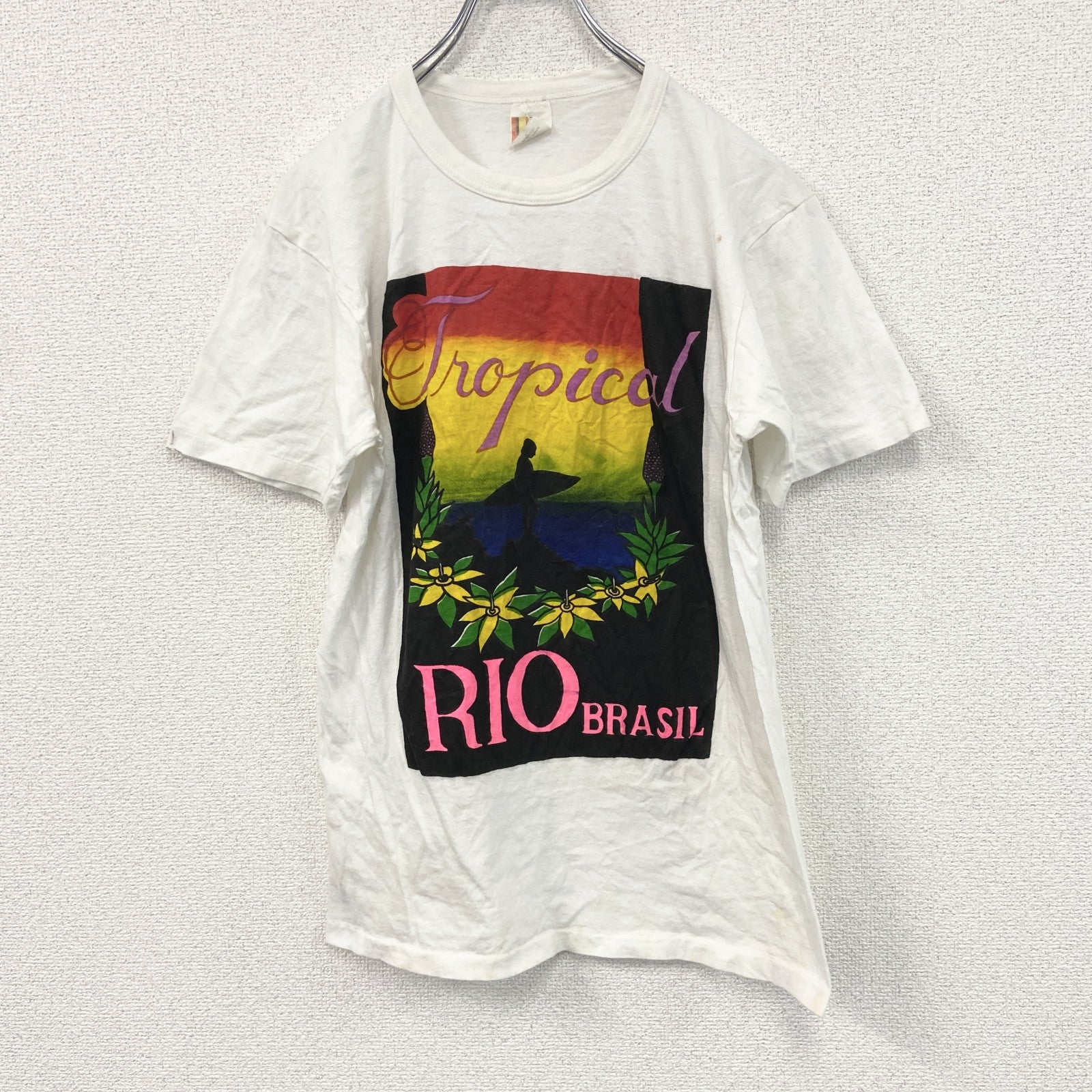 90s～　SULFABRIL　半袖Tシャツ　Rio de Janeiro　シングルステッチ　白　ホワイト　Gサイズ　　ヴィンテージ　古着
