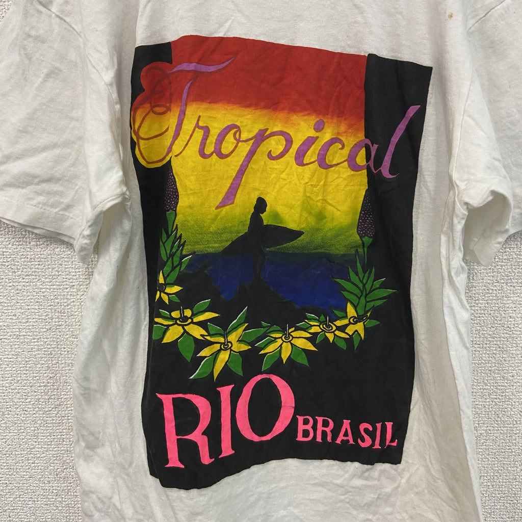 90s～　SULFABRIL　半袖Tシャツ　Rio de Janeiro　シングルステッチ　白　ホワイト　Gサイズ　　ヴィンテージ　古着