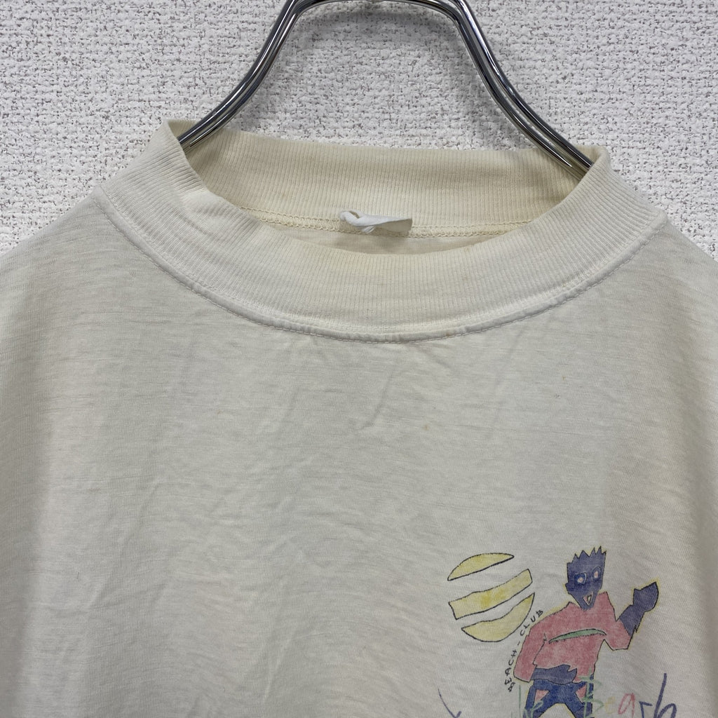 ～90s　半袖プリントTシャツ　イラストTシャツ　グラフィックT　両面プリント　ヴィンテージ　白　ホワイト　古着