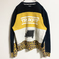 TRUKFIT　長袖クルーネックプリントスウェット　アニマル柄　レオパード　レトロ　デザイン　秋冬服　Mサイズ　古着