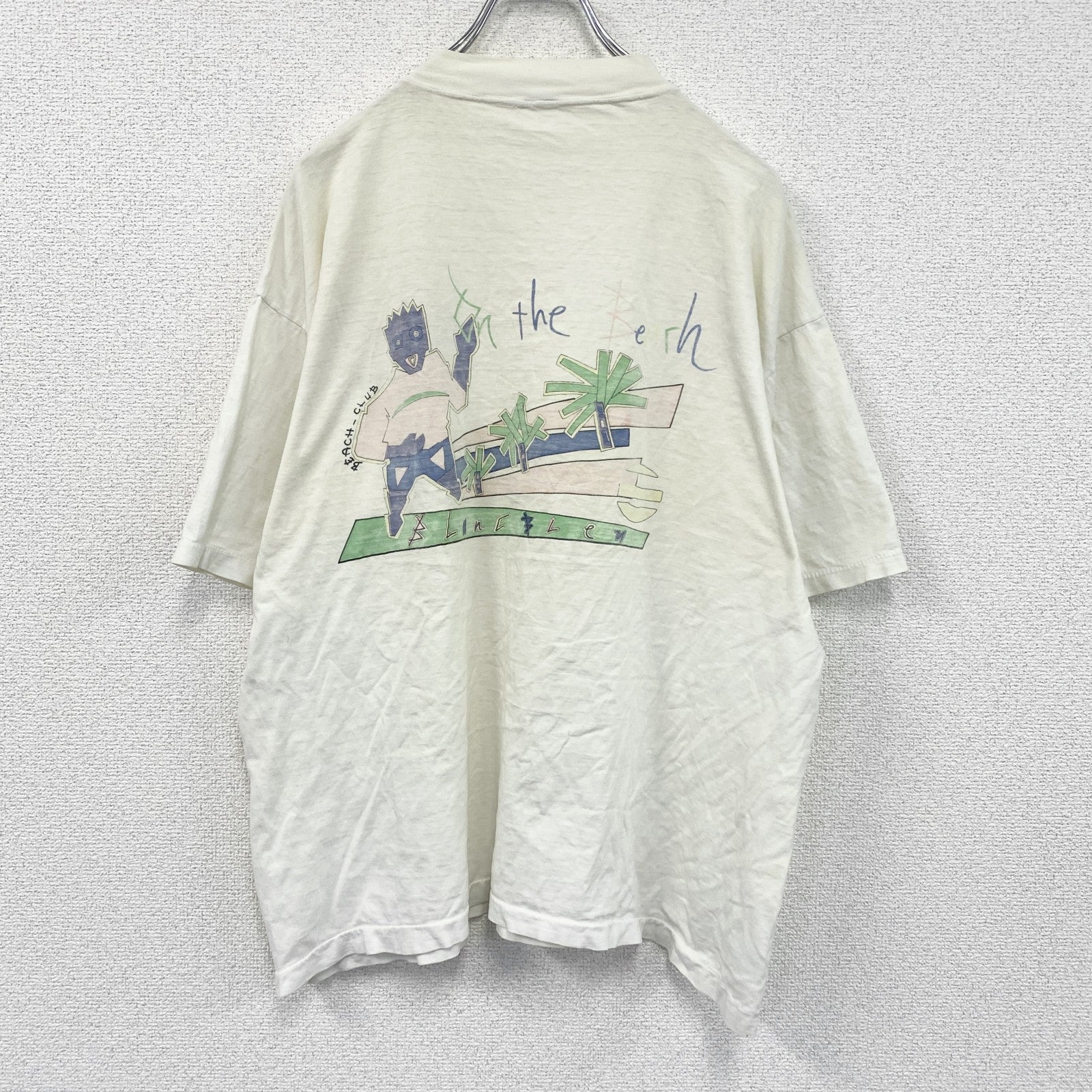 ～90s　半袖プリントTシャツ　イラストTシャツ　グラフィックT　両面プリント　ヴィンテージ　白　ホワイト　古着