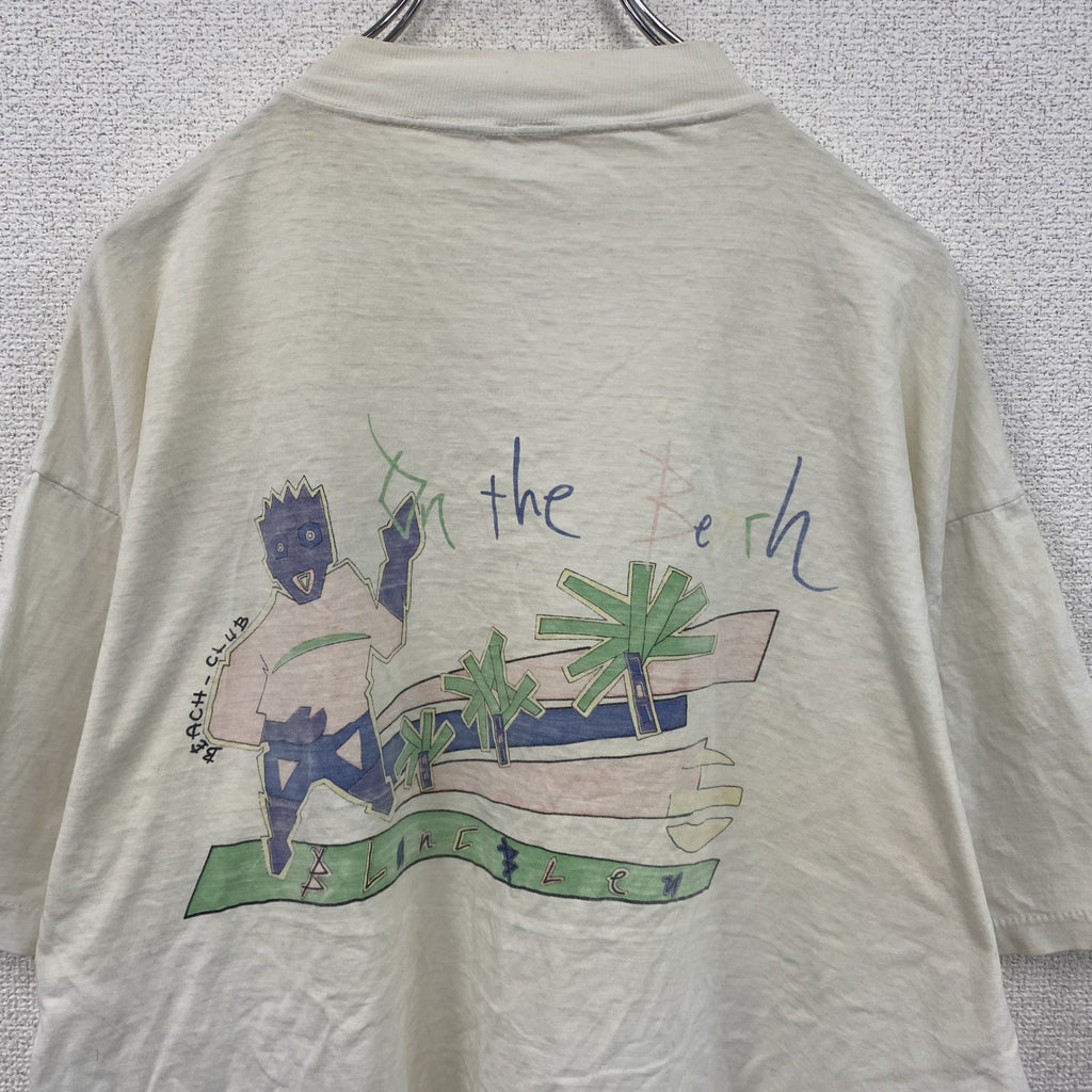 ～90s　半袖プリントTシャツ　イラストTシャツ　グラフィックT　両面プリント　ヴィンテージ　白　ホワイト　古着