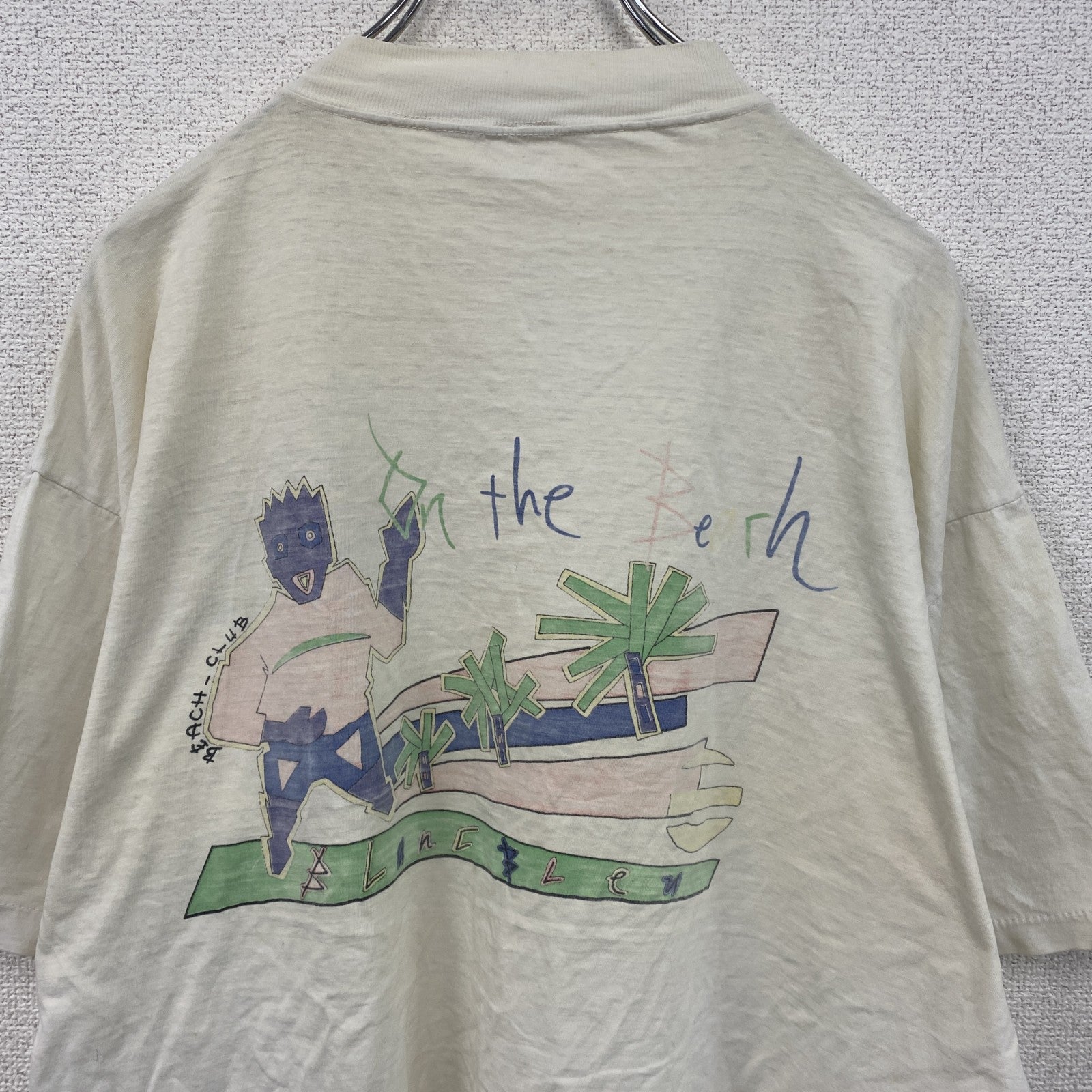 ～90s　半袖プリントTシャツ　イラストTシャツ　グラフィックT　両面プリント　ヴィンテージ　白　ホワイト　古着