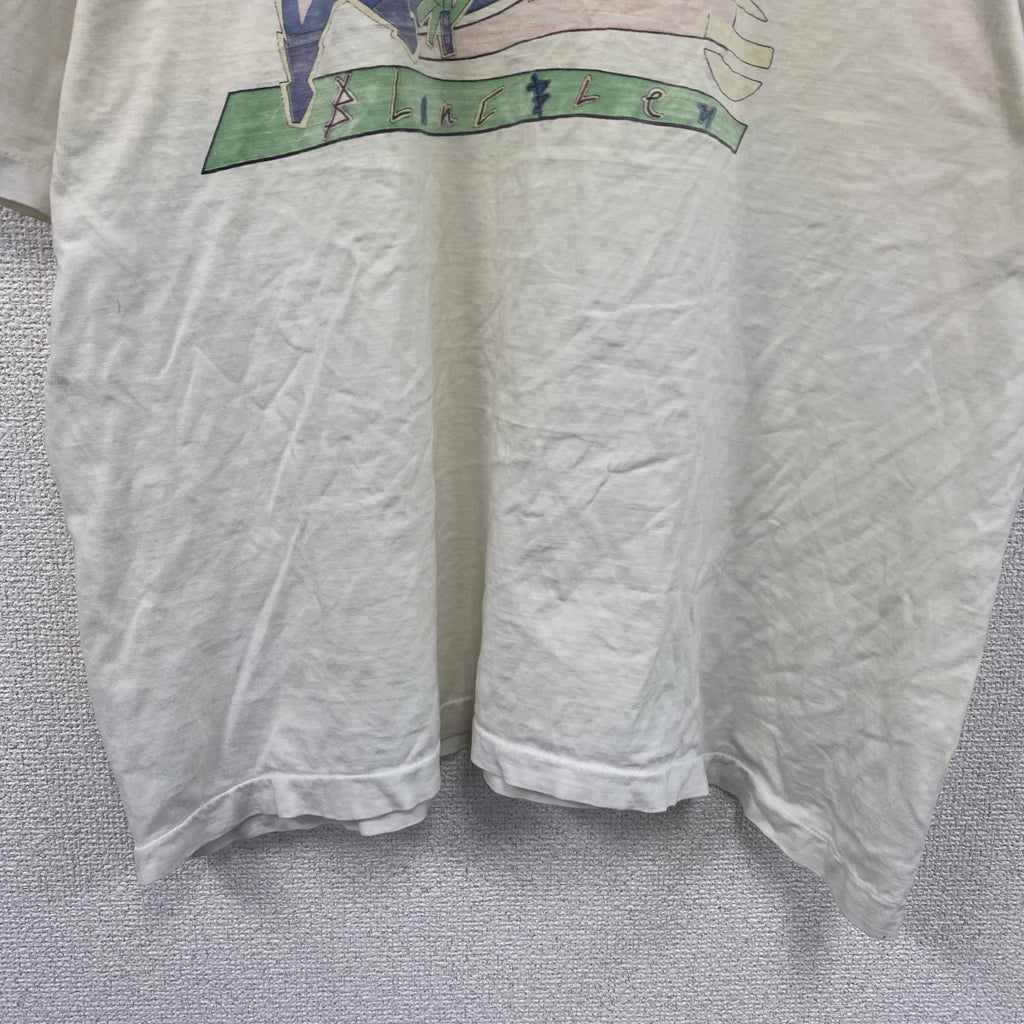 ～90s　半袖プリントTシャツ　イラストTシャツ　グラフィックT　両面プリント　ヴィンテージ　白　ホワイト　古着