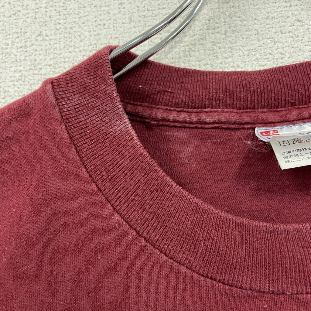 90s　United Sports　半袖プリント企業Tシャツ　ホットドック　シングルステッチ　ヴィンテージ　赤　レッド　ボルドー　Mサイズ　古着