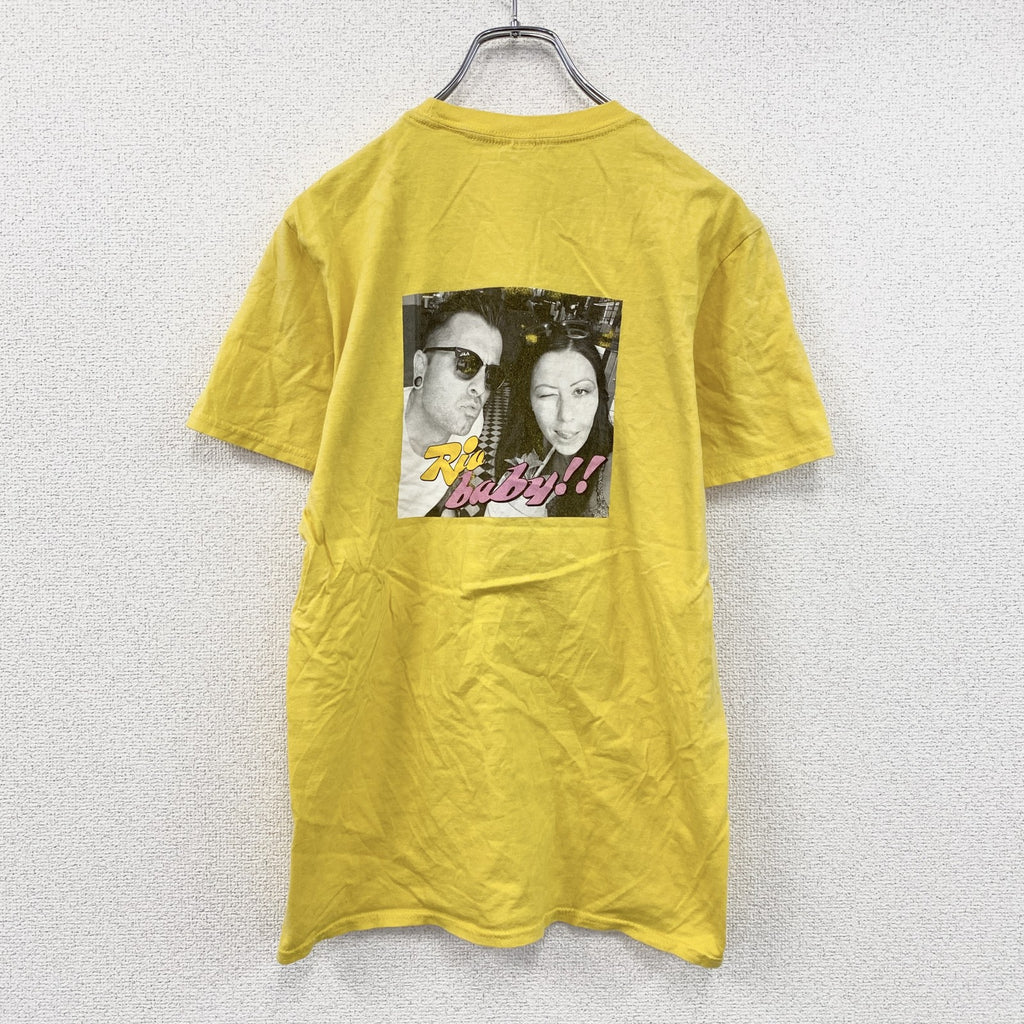 GILDAN　ギルダン　半袖プリントTシャツ　フォトT　黄色　イエロー　Mサイズ　古着