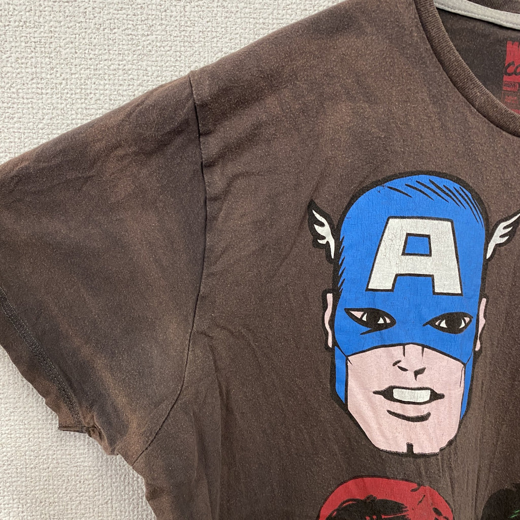 MARVEL COMICS　マーベルコミックス　半袖Tシャツ　キャラクターT　茶色　ブラウン　XLサイズ　古着