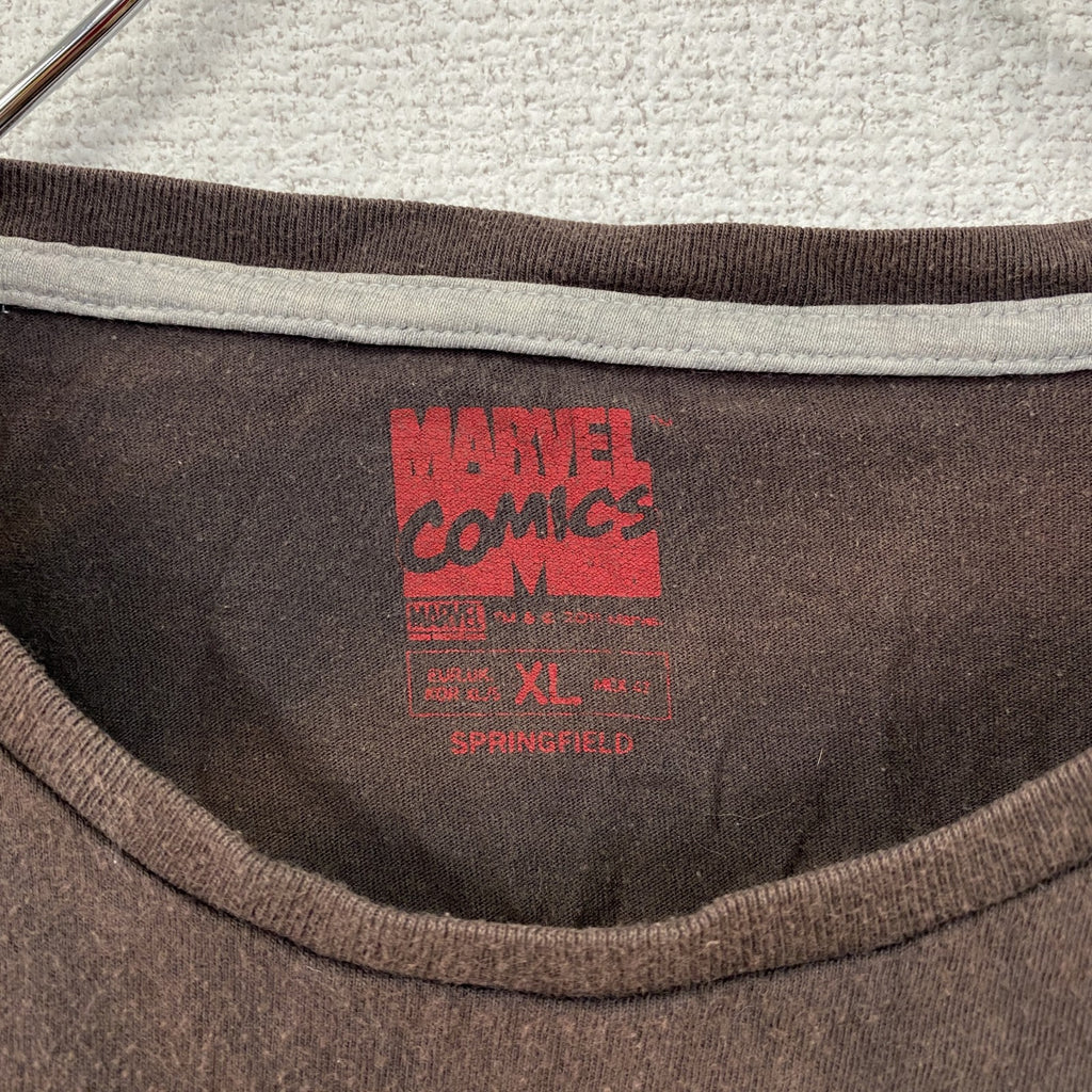 MARVEL COMICS　マーベルコミックス　半袖Tシャツ　キャラクターT　茶色　ブラウン　XLサイズ　古着