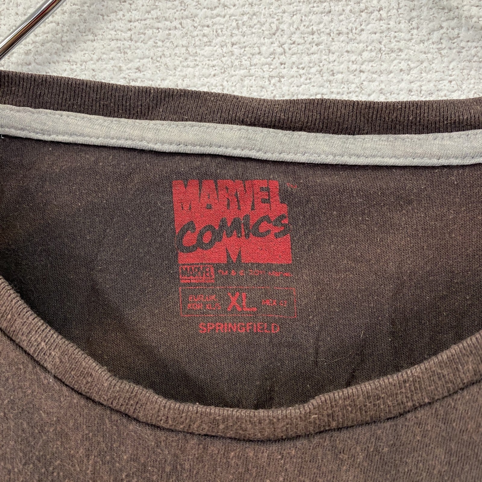 MARVEL COMICS　マーベルコミックス　半袖Tシャツ　キャラクターT　茶色　ブラウン　XLサイズ　古着