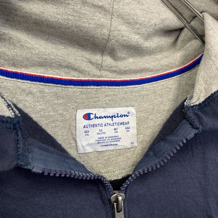 Champion　チャンピオン　ハーフジップスウェットパーカー/フーディー　紺　ネイビー　XXLサイズ　古着