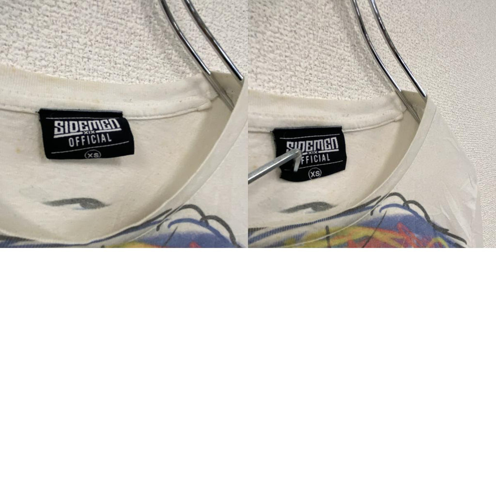 SIDEMEN　半袖プリントTシャツ　アートT 　白　ホワイト　XSサイズ　古着