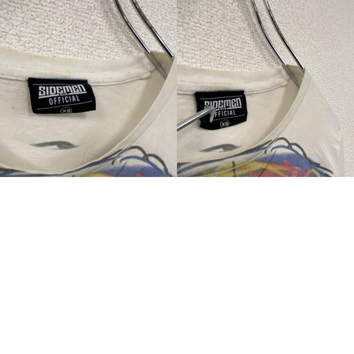 SIDEMEN　半袖プリントTシャツ　アートT 　白　ホワイト　XSサイズ　古着