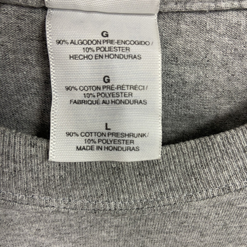 GILDAN　ギルダン　長袖プリントTシャツ/ロンT　灰色　グレー　Lサイズ　古着